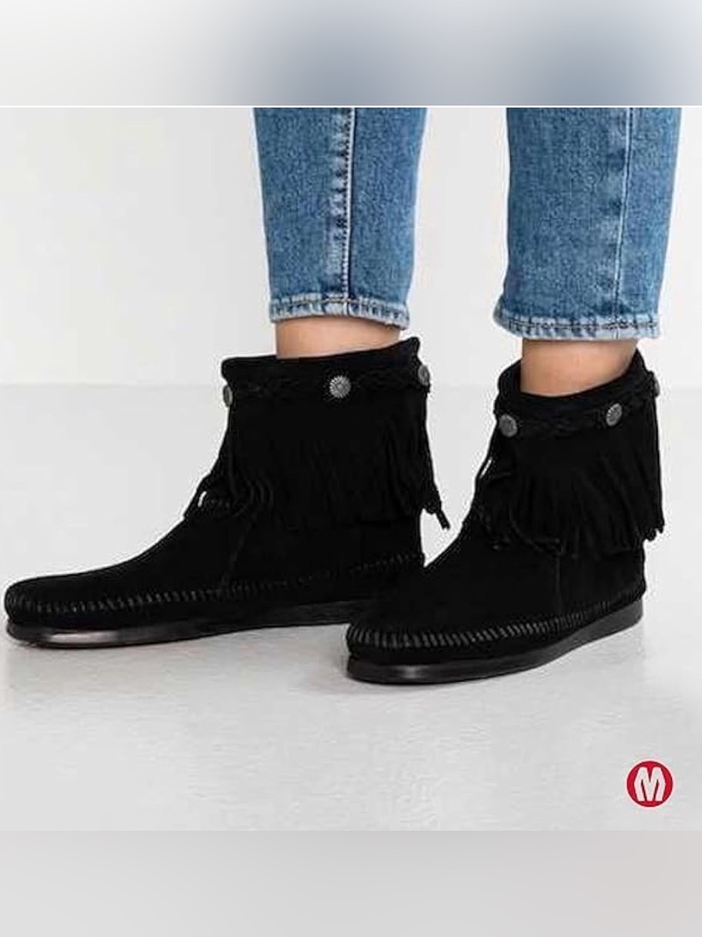 Minnetonka - Black Fringe Suede Ankle Boots - Women's Casual Fringe Boot